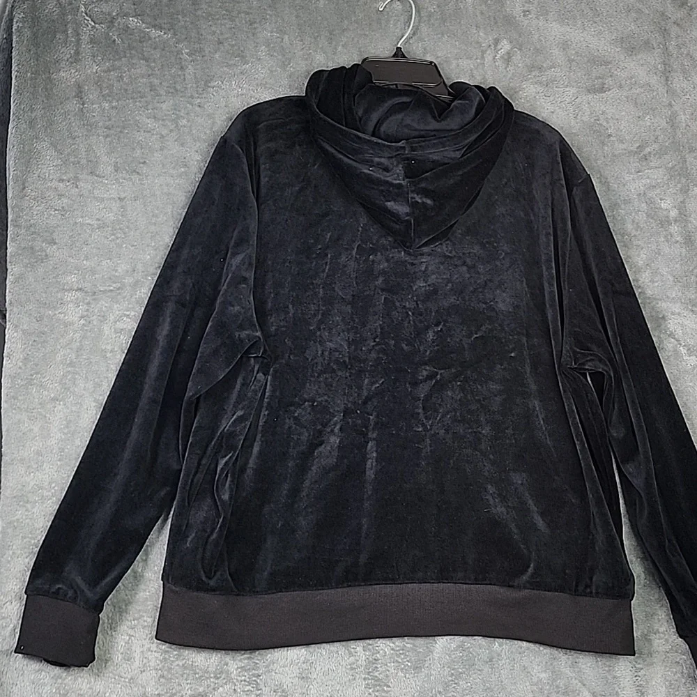 Black Velvet zip-up hoodie with Rhinestones. Size 2X Women's - Picture 7 of 9